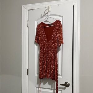 PrettyLittleThing Rust Polka Dot Dress